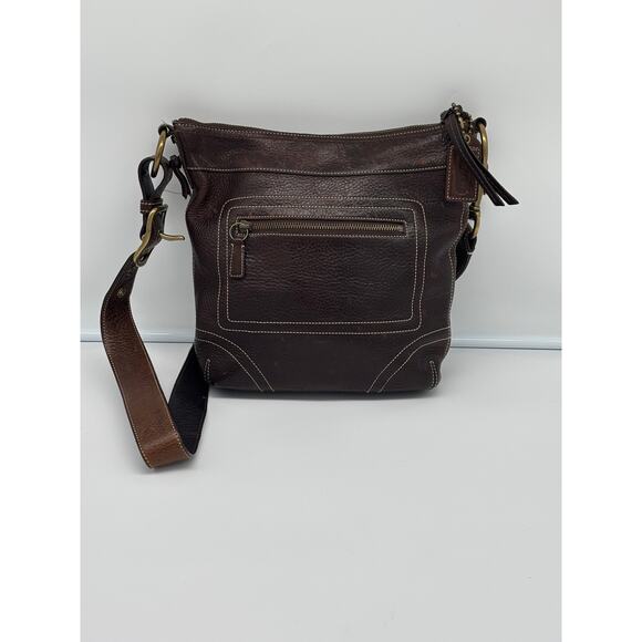 Y2K Vintage Coach Chelsea brown leather duffle crossbody 10399 brass hardware - Picture 3 of 4